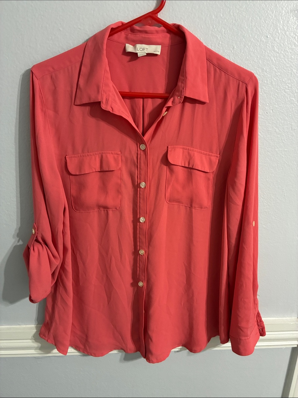 LOFT Coral Button-Down Shirt